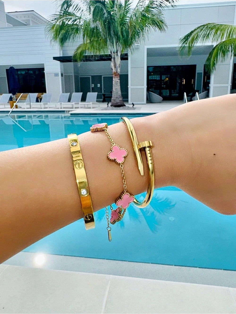 Gold Clover Bracelet Stack